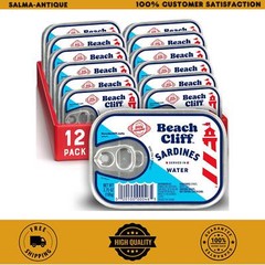 Beach Cliff Sardines in Water, Wild Caught, 3.75 oz Can, Pack of 12