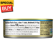 Selects No Salt Added Chunk White Albacore Tuna in Water, 4.5 oz (12 Pack) Canne