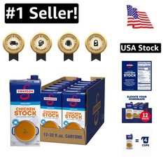 Swanson 100% Natural Unsalted Chicken Stock, 32 Oz (12 Pack) for Holiday Meals