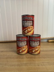 3 Cans of SOUTHGATE Hot Dog Chili Sauce 15oz Cans.. Exp. Date 2028.