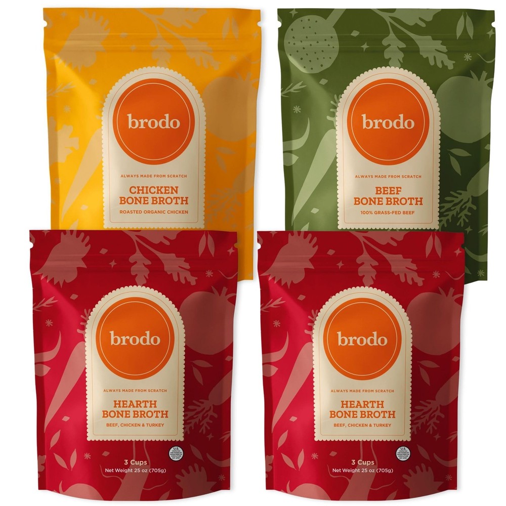 Brodo Classic Variety Pack with Collagen & Protein, 25 Ounce (Pack of 4)