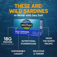 Protein-Rich Wild Sardines in Water: Sustainable & Gluten-Free Snack, 12 Cans