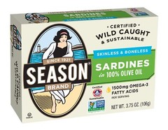 Season’s Skinless and Boneless Sardines in Pure Olive Oil. Imported From Morocco
