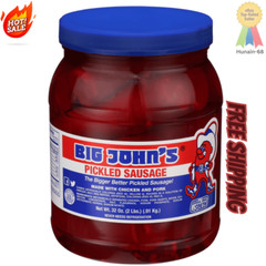 Big John’s Ready To Eat Red Hots Pickled Sausage 32oz Jar Protein 10g Delicious