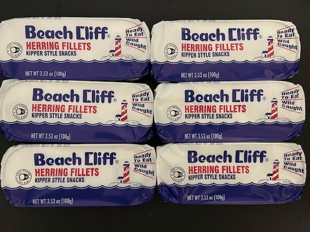 Wild Caught Herring Beach Cliff Kippered Snacks 3.53 Oz Can Sardines (6 CANS)