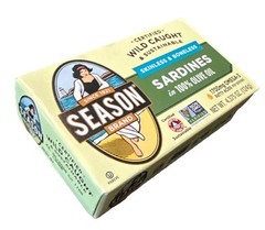 Season Wild Caught Skinless & Boneless Sardines in 100% Olive Oil One 4.4Oz Can