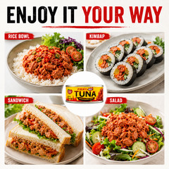 Dongwon Fiery Hot Tuna 4 Pack Korean Spicy Canned Tuna in Chili Sauce 4.76oz