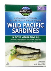 Wild Planet Wild Pacific Sardines 6 x 4.4 Oz Cans in Extra Virgin Olive Oil