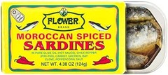 Flower Brand Spiced Sardines (Olive Oil) 4.38 oz, Wild-Caught from Morocco, H…