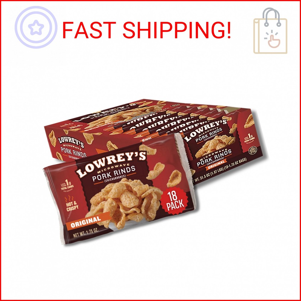 Lowrey’s Bacon Curls Microwave Pork Rinds (Chicharrones), Original, 1.75 Ounce (