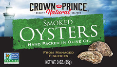 Crown Prince Natural Smoked Oysters Pure Olive Oil 3 Ounce Cans Pack of 18