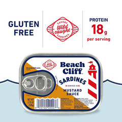 Beach Cliff Wild Caught Sardines in Mustard Sauce, 3.75 Oz Can (Pack of 12) – 16