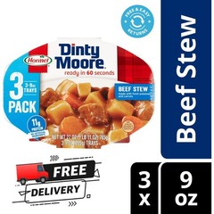 3-Pack DINTY MOORE Beef Stew, Shelf-Stable, 12 Grams Protein, 9 oz Plastic