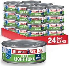 Bumble Bee Chunk Light Tuna In Water, 5 oz Cans (Pack of 24) – Wild Caught Sk…