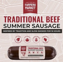 Bdl 3 Farmers Market Foods Trad. Beef Summer Sausage No Nitrates Low Sodium 12oz