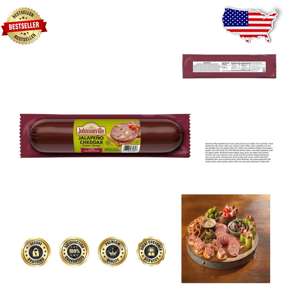 Smoked Beef Summer Sausage 20oz – Spicy Jalapeno Cheddar, Ingredients