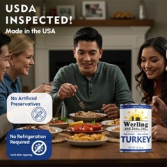 12 Cans- Werling & Sons Fully Cooked Canned Turkey Meat 14.5 Oz Heat & Eat Food