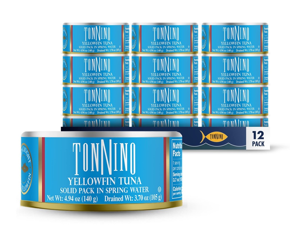 Tonnino Yellowfin Tuna Fish in Spring Water Pack of 12 Can