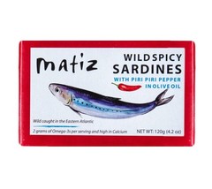 Spicy Wild Spanish Sardines in Olive Oil and Piri Piri Pepper, 4.2 oz (1 Pack…
