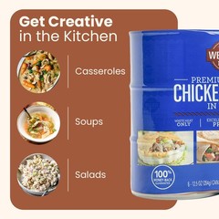 Wellsley Farms Premium Chunk Chicken Breast in Water, Fully Cooked Boneless S…