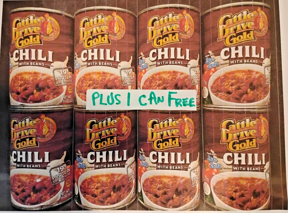 Lot of 8 + 1 FREE Cattle Drive Gold Beef Chili W/Beans -$$ GIVEN TO DISABLED VET