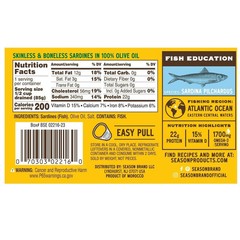 Season Skinless & Boneless Sardines in Olive Oil, 6-count, Total 52.5 oz