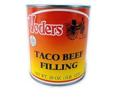Yoders Canned Taco Beef 28oz – Fully Cooked, Shelf Stable, Ready to Eat Meat