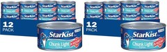 Chunk Light Tuna in Oil, 12 Oz Cans – Bulk Pack of 24, High Protein, Low Fat