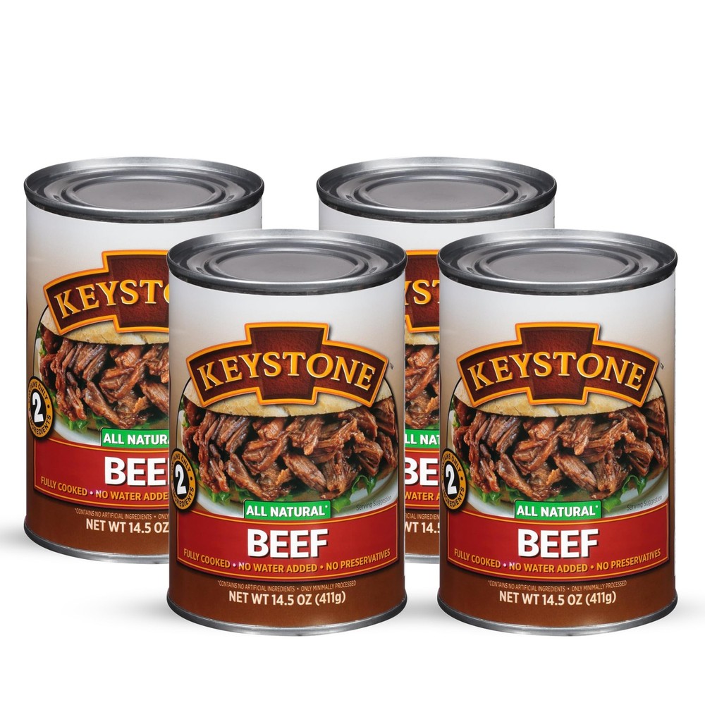 Keystone Meats All Natural Heat and Serve Canned Beef 14.5 oz – Fully Cooked …