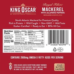 King Oscar Mackerel in Olive Oil Jalapeno 4.05 oz Cans 12-Pack Skinless