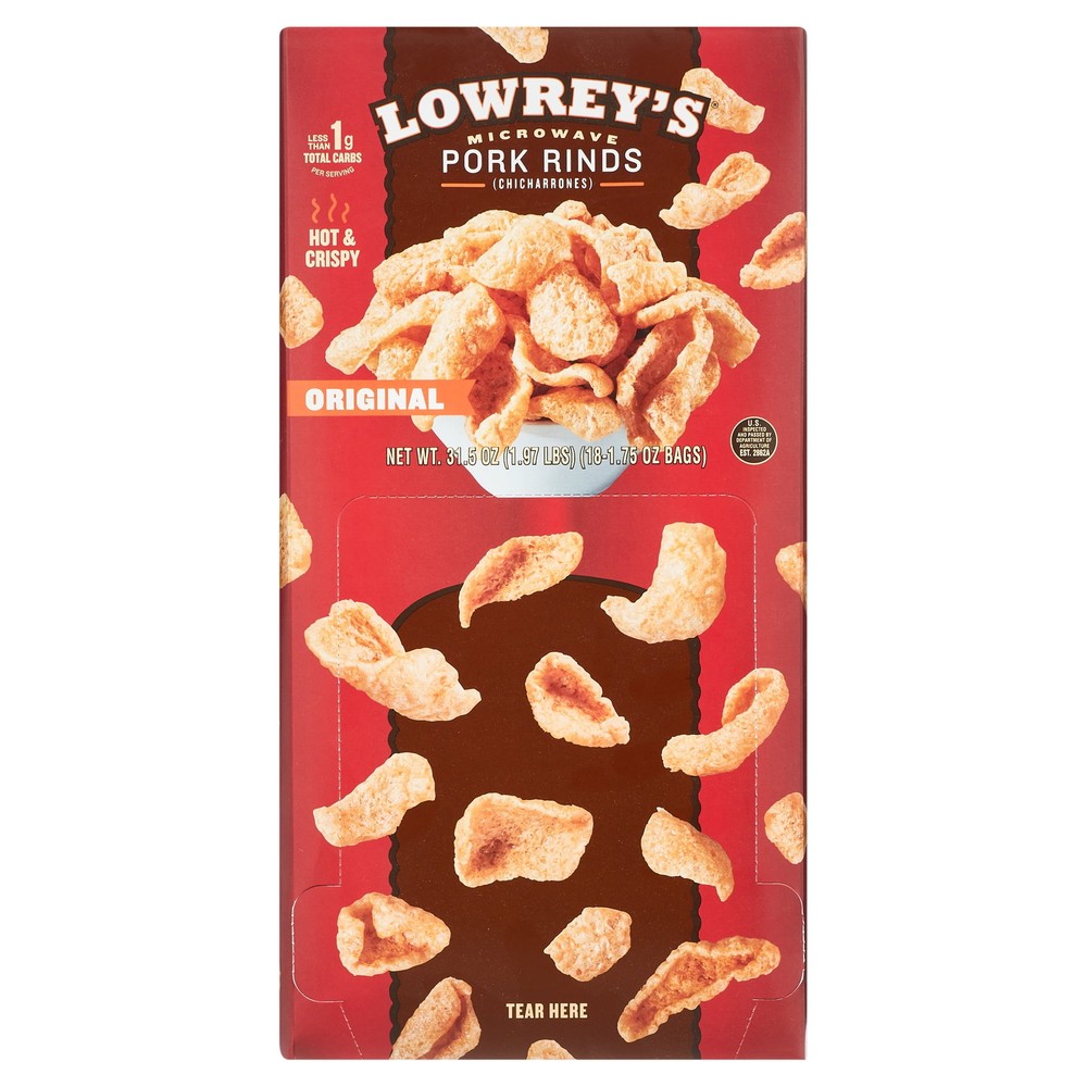 Lowrey’s Bacon Curls Microwave Pork Rinds (Chicharrones), Original, 1.75 Ounce .