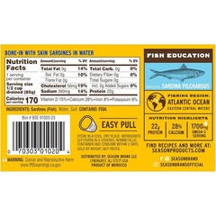 Season Sardines in Water – No Salt Added, Wild 4.37 Ounce (Pack of 12)