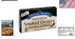 Ocean Prince Smoked Oysters with Red Chili Pepper – Nutritious Snack Pack of 18