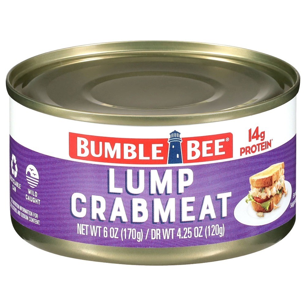 Wild Caught Canned Lump Crabmeat High Protein 14g per Serving Shelf Stable Can 6