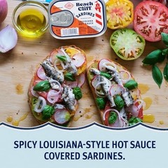 Beach Cliff Wild Caught Sardines in Louisiana Hot Sauce, 3.75 oz Can (Pack of 12
