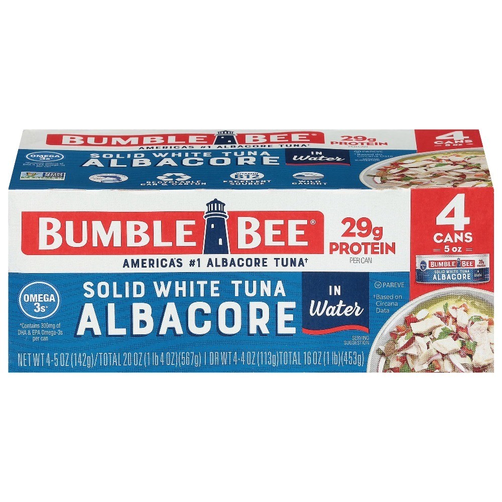 Solid White Albacore Tuna in Water Canned 5 oz 4 Pack