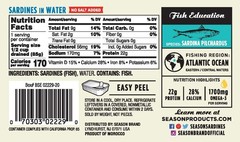 Gourmet Sardines in Water – Keto Friendly, 4.37 Oz Tins, No Added Salt, 12-Pack