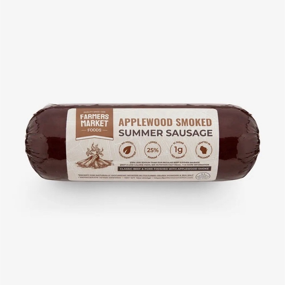 Get 3 Applewood Smoked Summer Sausage Beef & Pork Wisconsin 12oz each