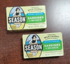 2 SARDINES IN 100% OLIVE OIL SEASON BRAND SKINLESS & BONELESS EXP 12/2023 MAROC