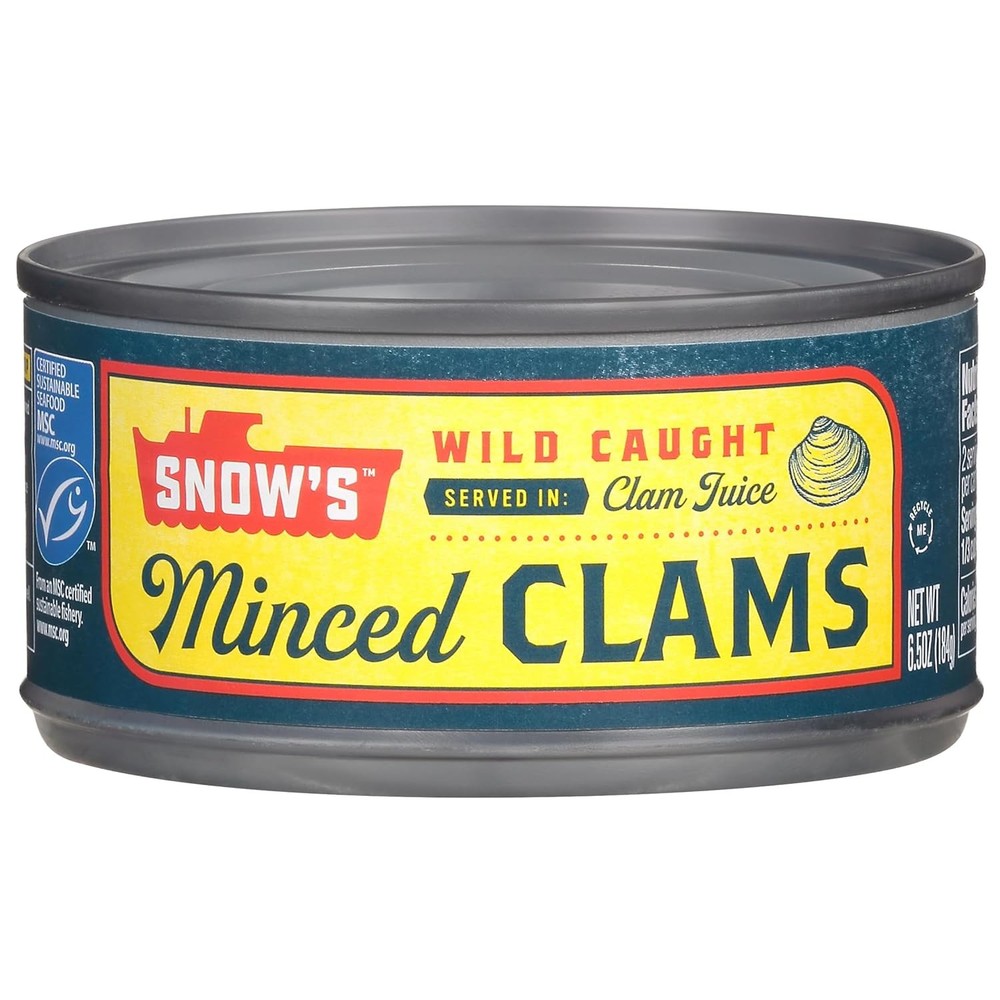 Wild Caught Minced Clams Canned 6.5 oz Canned Clams 5 oz 5g Protein Per Can