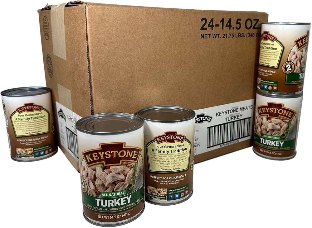 Keystone Meats All Natural Canned Turkey 14.5 Ounce Long Term Shelf Life Emer…