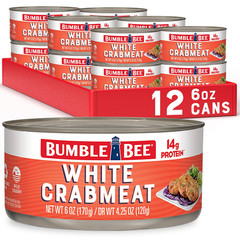 Bumble Bee White Flake Crab Meat in Water, 6 Oz Can – 14G Protein & 1G Carb per