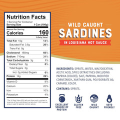 Sardines in Louisiana Hot Sauce, 3.75 Oz Tin (Pack of 12) – Wild Caught, Gluten