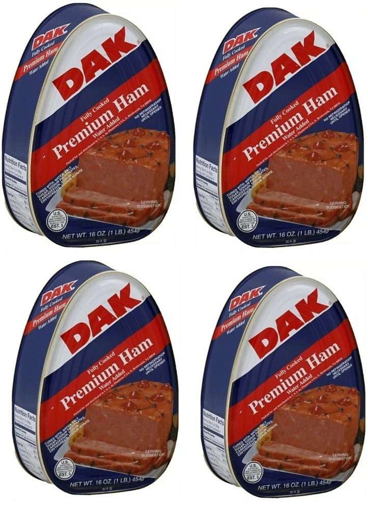 DAK Premium Ham Fully Cooked water added 4 PKS-16oz. Ready to eat Picnic Food