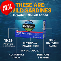 12pk Wild Sardines in Water 4.4oz No Salt Added Non-GMO Sustainable Fish – US