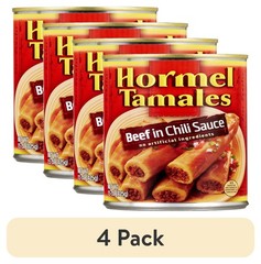 Hormel Canned Beef Tamales 15oz, Slow Cooked Tangy Chili Sauce Prepared Meal 4pk