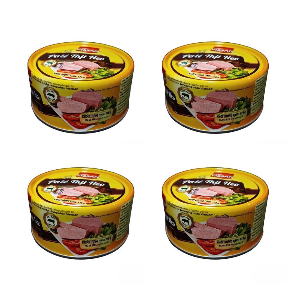 (Vietnam) new 4 x Pate Thit Heo, Mam Chung Hot Vit Muoi Vissan Pork Pate 170g