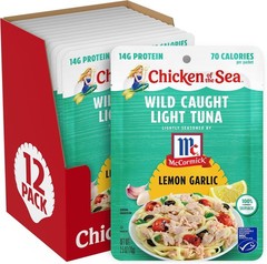 Chicken of the Sea Lightly Seasoned Lemon Garlic Wild Caught Light Tuna, 2.5 …
