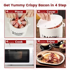 Ceramic Bacon Cooker for Microwave Oven – Splatter-Proof Design Microwave Bac…