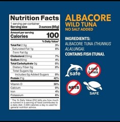 Wild Albacore Tuna, No Salt Added, Sustainably Wild-Caught, Kosher, Gluten Fr…